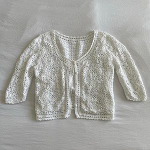 White floral crochet cardigan